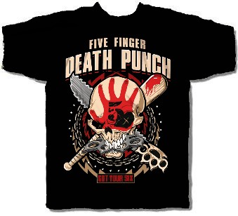 Official Five Finger Death Punch "Wicked" Logo T-Shirt - Men's Black Band Tee, Size XL, 100% Cotton