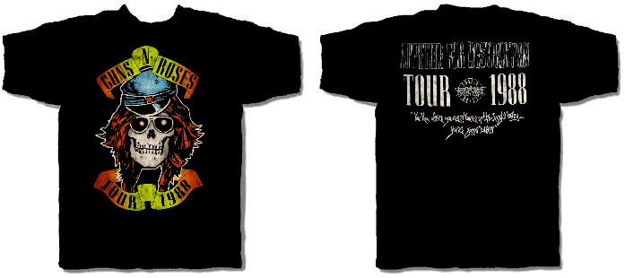 GUNS N' ROSES cd cvr APPETITE 1988 TOUR AXL Skull Official SHIRT